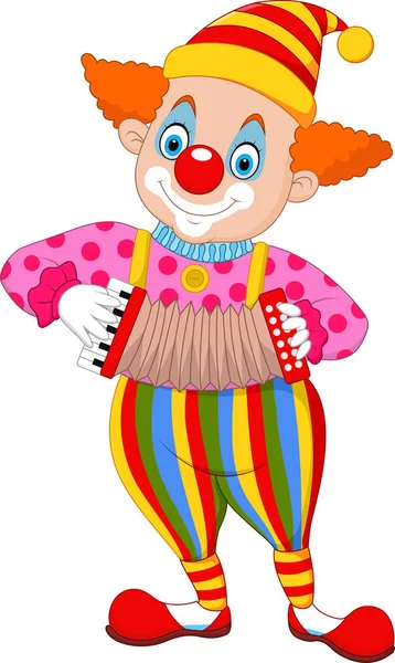 Clown Dessin Animé Jouant Accordéon — Image vectorielle