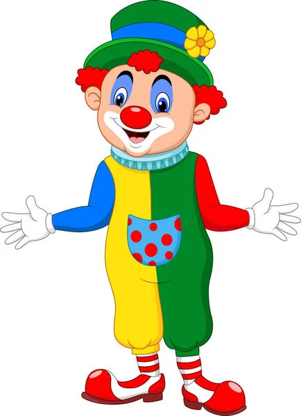 Grappige Clown Cartoon Poseren — Stockvector