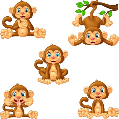 Karikatür maymun koleksiyonu kümesi