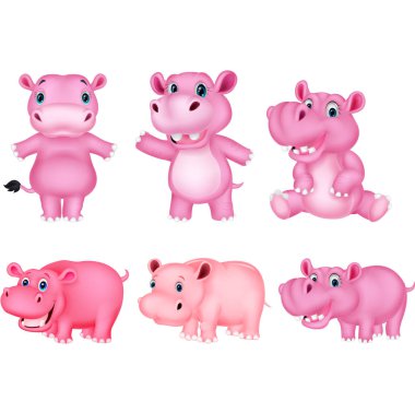 Çizgi film hipopotam koleksiyonu seti