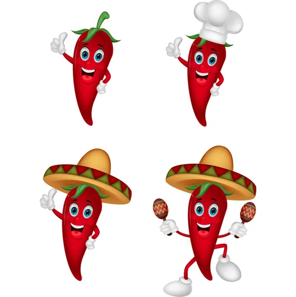 Cartoon Chili Collection Set — Stock Vector