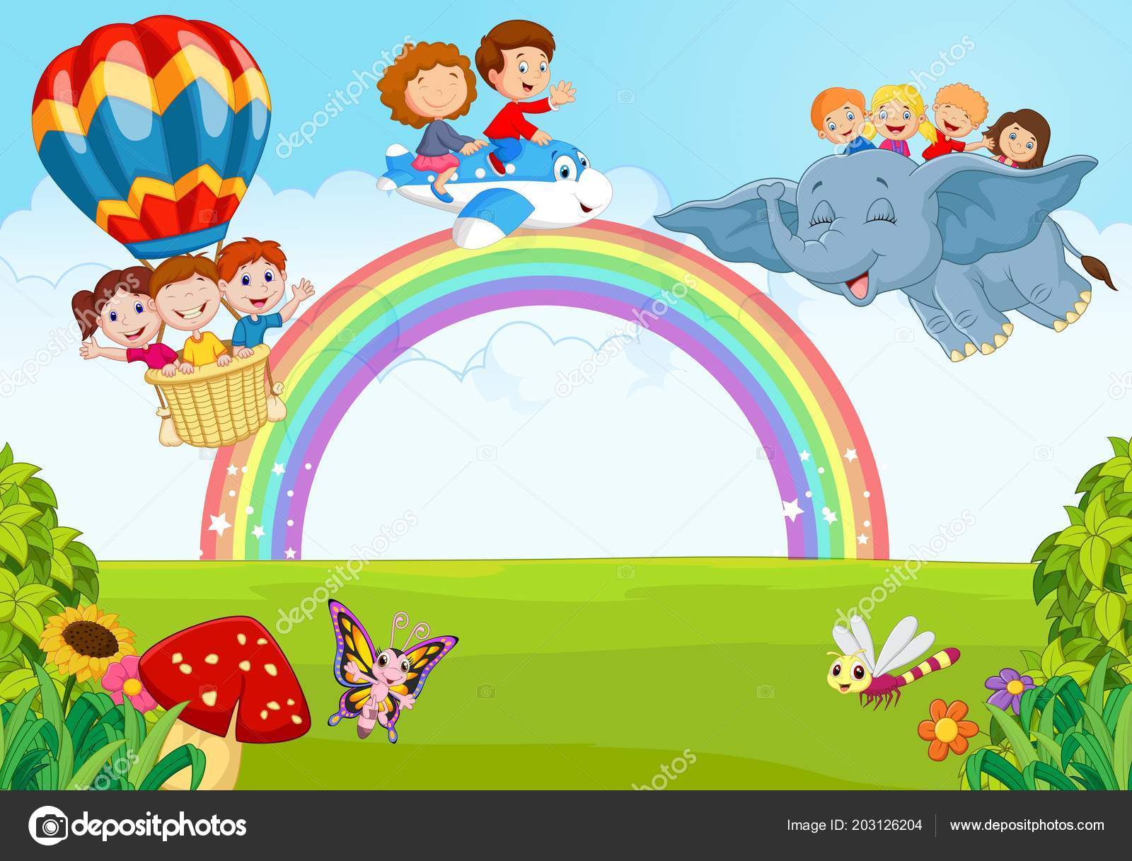 Cartoon Little Kid Rainbow Stock Vector Image by ©tigatelu #203126204