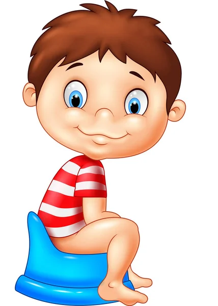 Cartoon Boy Sitting Potty — Stock Vector