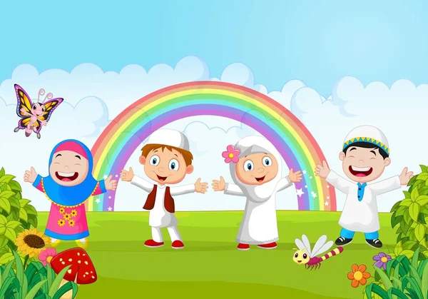 Happy Little Kid Rainbow — Stock Vector