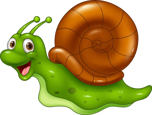 白色背景的卡通画蜗牛 — 图库矢量图片