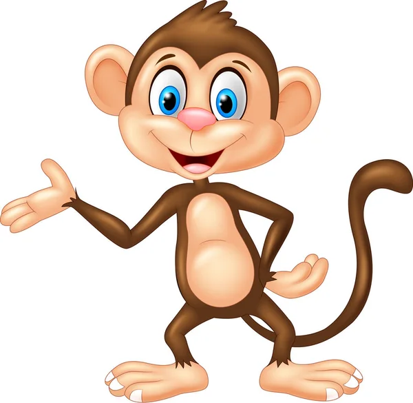 Illustration Cartoon Monkey Presenting — Stock Vector