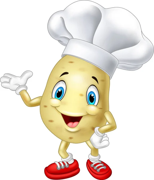 Cartoon Chef Patata Mano Agitando — Vettoriale Stock
