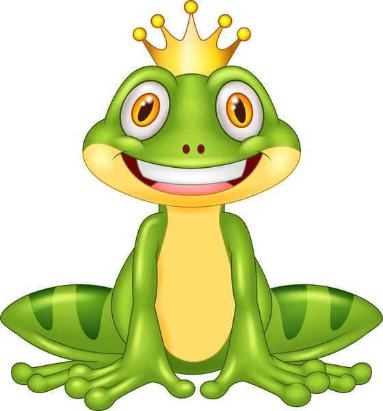 Happy Cartoon King Frog — Stock Vector