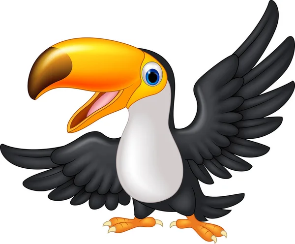 Desenhos Animados Tucano Pássaro Feliz —  Vetores de Stock