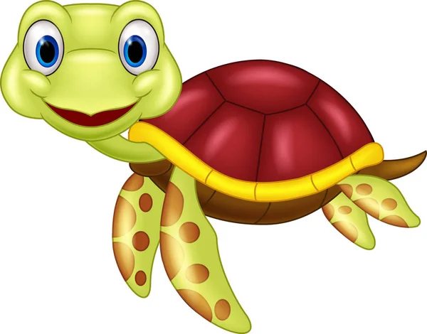 Dibujos Animados Bebé Linda Tortuga — Vector de stock