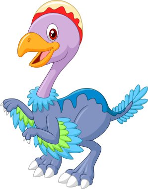 Beyaz arka plan üzerinde izole karikatür mutlu dinozor archaeopteryx 