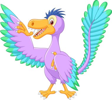 İllüstrasyon karikatür archaeopteryx sallayarak