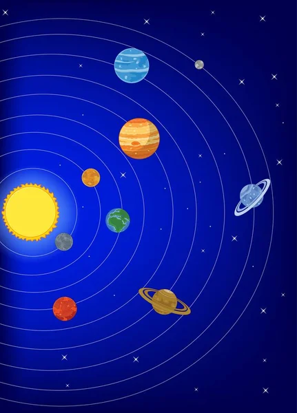 Desenhos Animados Sistema Solar — Vetor de Stock