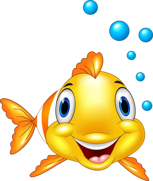 Adorable Poisson Clown Avec Des Bulles Eau — Image vectorielle