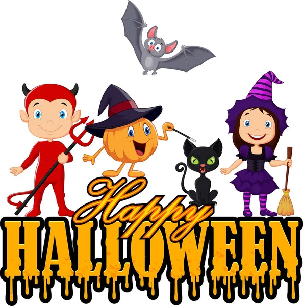 Veselý Halloween Malé Dítě Přírody Kostým Čarodějnice Šťastné Zvíře — Stockový vektor