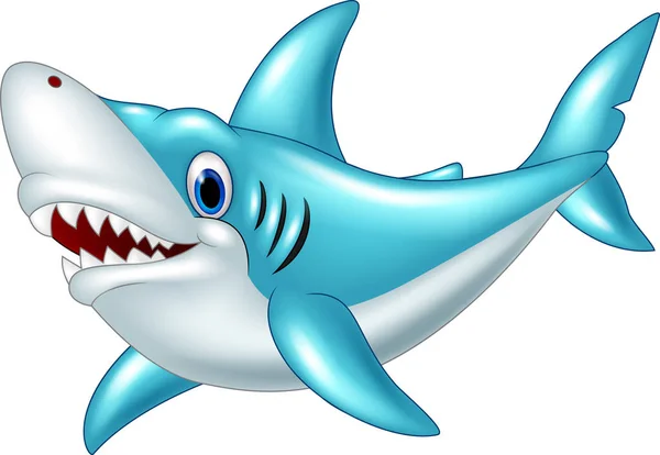 Stylized Cartoon Angry Shark White Background — Stock Vector