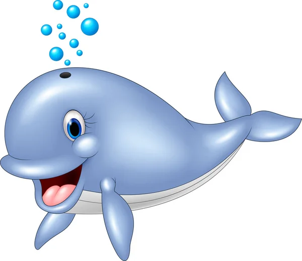 Γαλάζια Φάλαινα Που Απομονώνονται Λευκό Φόντο — Διανυσματικό Αρχείο