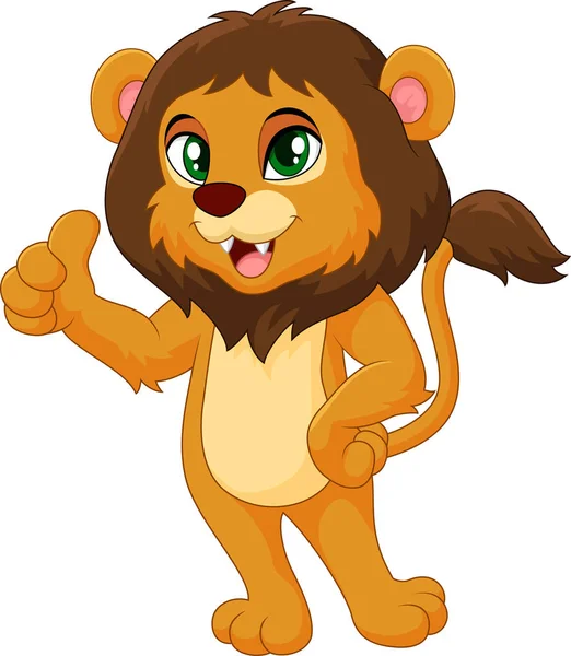 Lion Dessin Animé Abandonnant Pouce — Image vectorielle