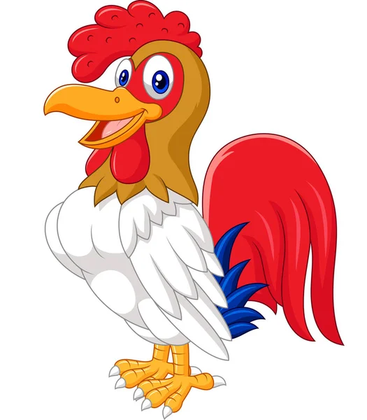 Gallo Pollo Dibujos Animados Posando — Vector de stock