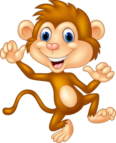 Ilustração Macaco Dos Desenhos Animados Acenando — Vetor de Stock
