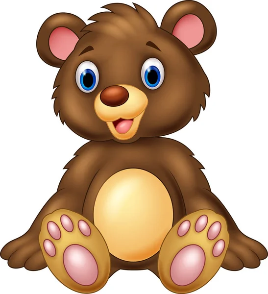 Плюшевий Ведмідь Сидить Чарівний Милою Посмішкою — стоковий вектор