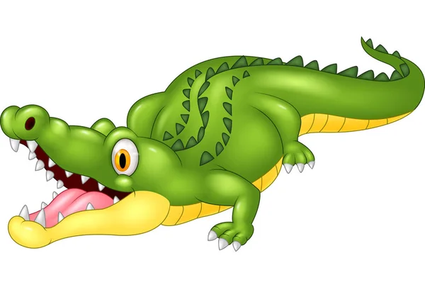 Illustration Dessin Animé Crocodile Heureux — Image vectorielle