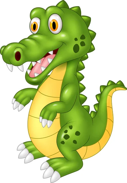 Illustration Cartoon Happy Crocodile — Stock Vector