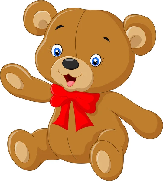 Teddy Bear Illustratie Van Een Leuke Cartoon Teddybeer Zwaaien Hand — Stockvector