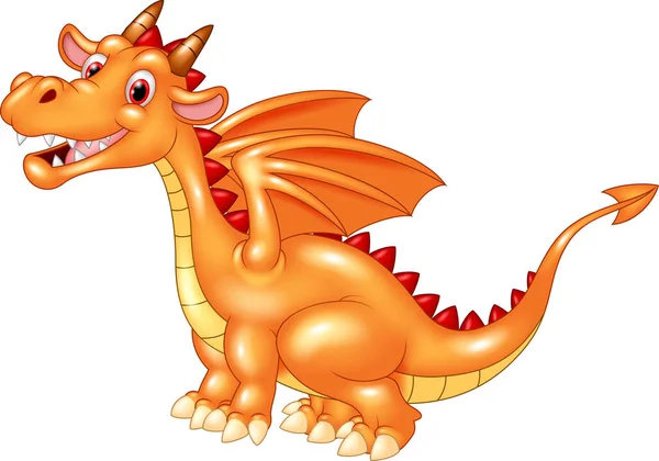Dragon Zit Met Een Vrolijk Gezicht Vector Illustratie — Stockvector