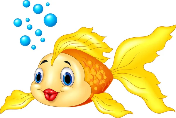 Золотая Рыба Пузырьками Прозрачном Фоне — стоковый вектор