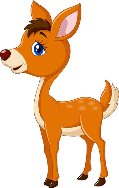 Happy Baby Deer Cartoon Posing Isolated Background - Stok Vektor