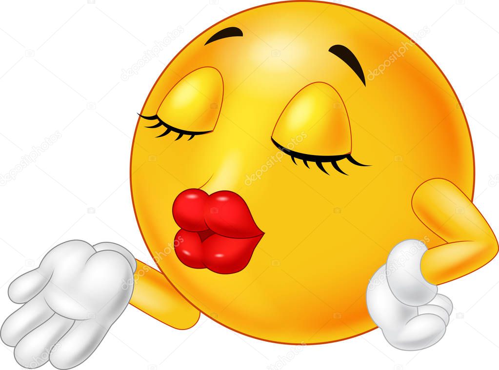 Cartoon emoticon giving kiss