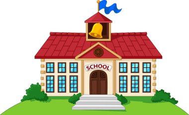 Cartoon school building isolated on white background clipart