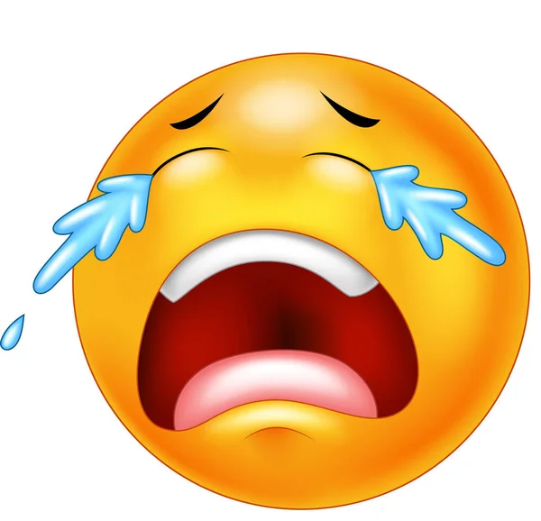 Sad Crying Emoticon Smiley Face Character Tears Streaming His Face — Stock Vector