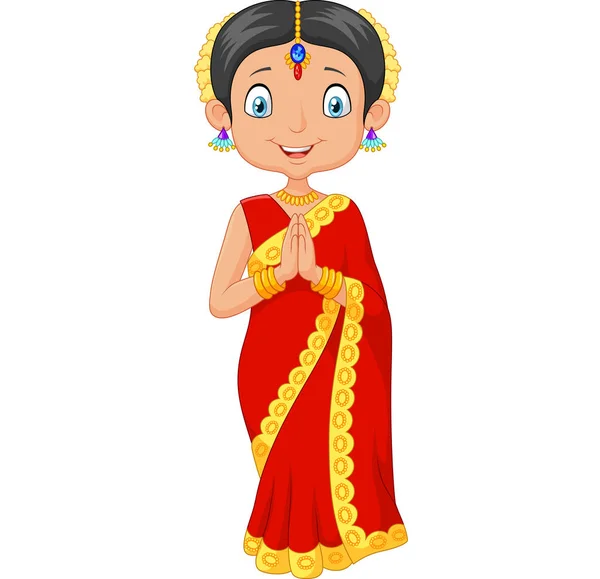Indická Dívka Tradičními Šaty — Stockový vektor