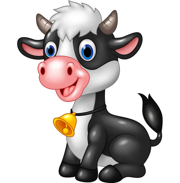Happy Animal Baby Cow Sitting Posing — Stock Vector