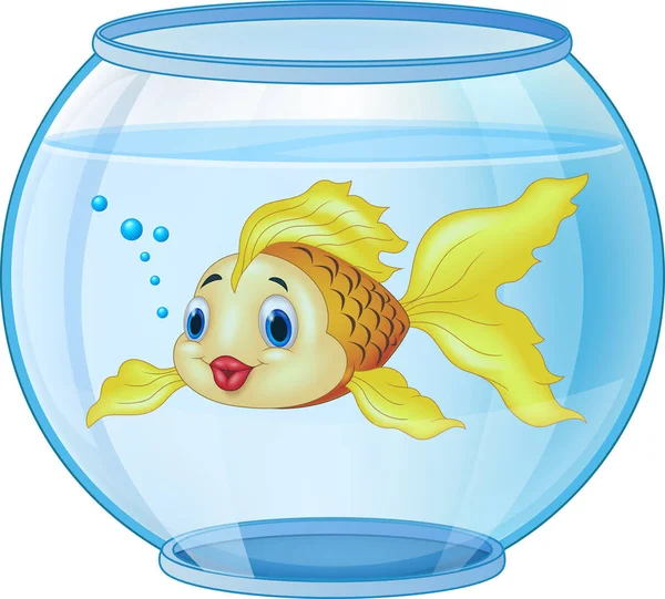 Cartoon Golden Fish Aquarium — Stock Vector