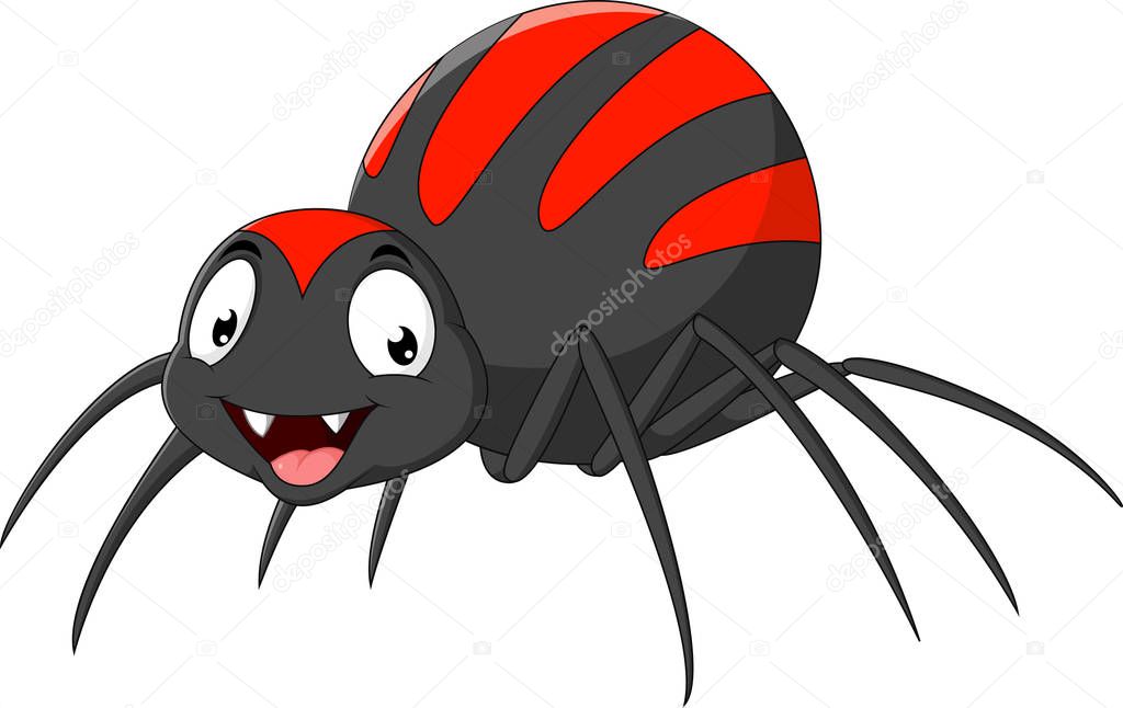 Illustration of cartoon funny spider 