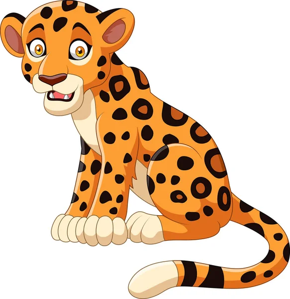 Leopardo Dos Desenhos Animados Isolado Fundo Branco —  Vetores de Stock