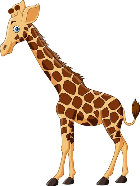 Tecknad Giraff Isolerad Vit Bakgrund — Stock vektor