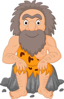 Çizgi film kahramanı mağara adamı oturuyor