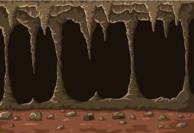 Cartoon the cave with stalactites clipart