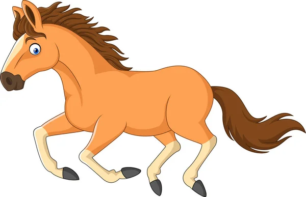 Kreslený Kůň Běží Izolované Bílém Pozadí — Stockový vektor