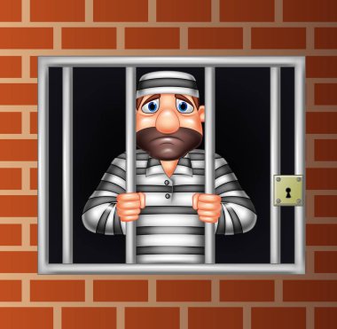 Cartoon criminal in jail clipart