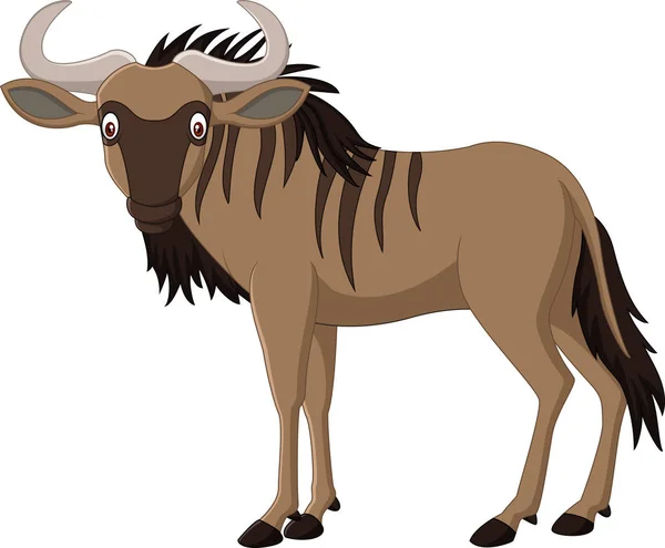 Cartoon Wildebeest Elszigetelt Fehér Háttér — Stock Vector