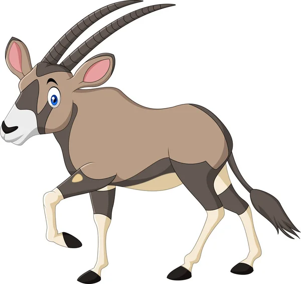 Cartoon Oryx Geïsoleerd Witte Achtergrond — Stockvector