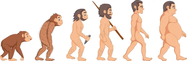 Illustration Tecknad Människans Evolution — Stock vektor