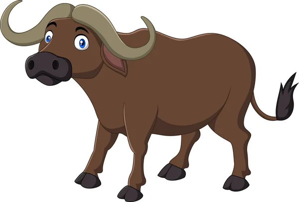 Cartoon Buffel Geïsoleerd Witte Achtergrond — Stockvector