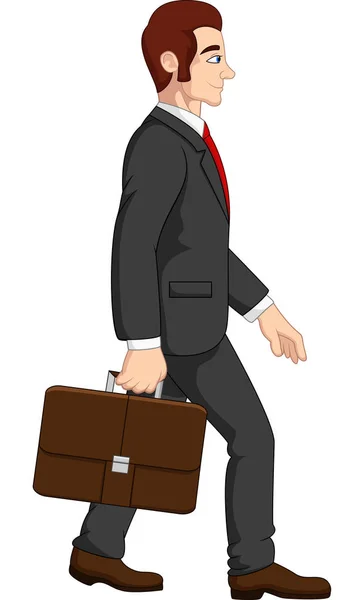 Cartoon Businessman Holding Briefcase — Stock Vector