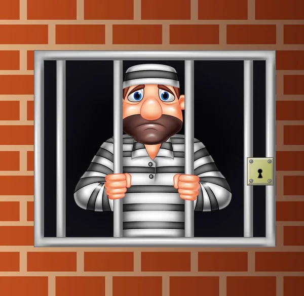 Γελοιογραφία Εγκληματία Στη Φυλακή — Διανυσματικό Αρχείο